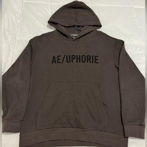 H&M Brown Hooded Sweatshirt with Black Lettering
